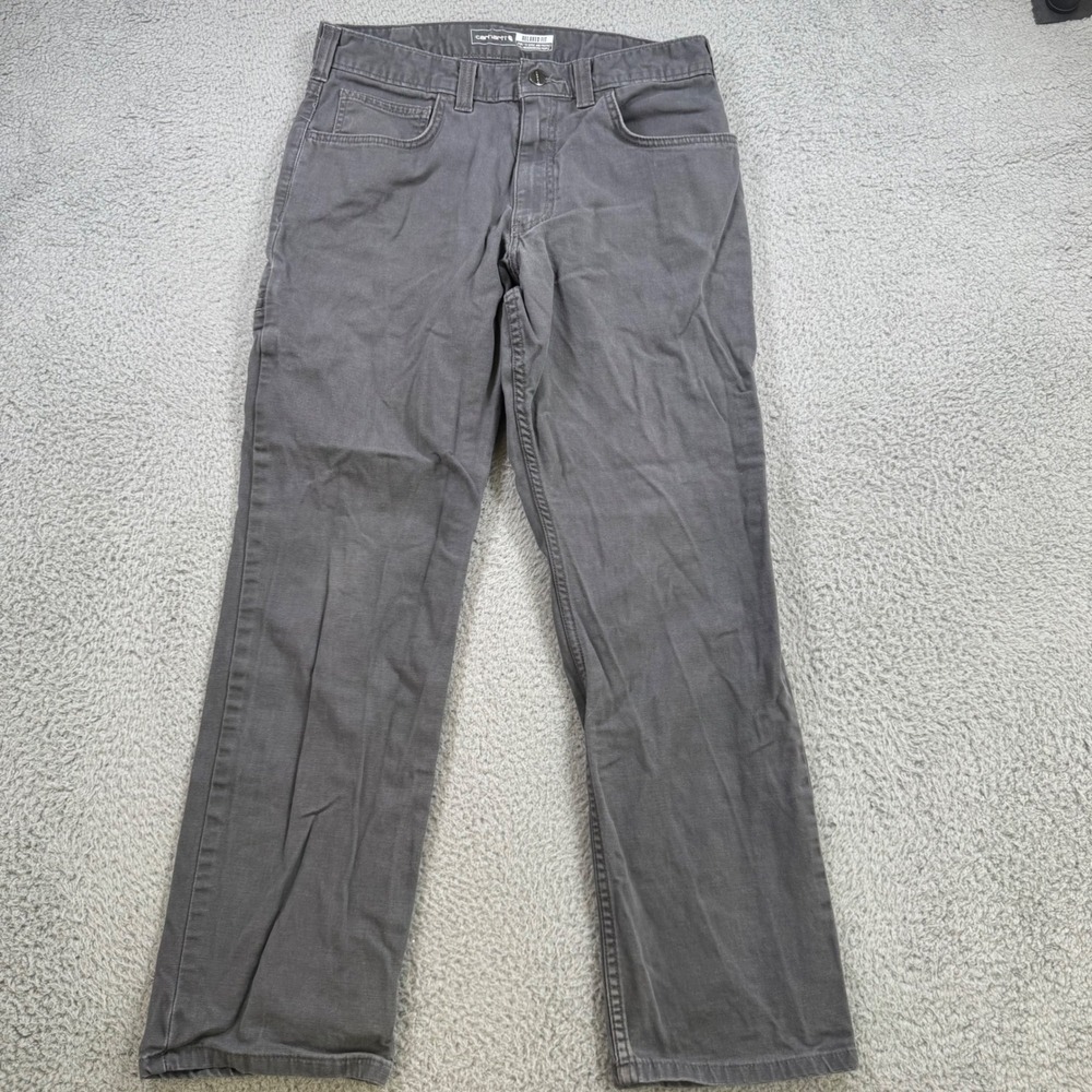 Carhartt 102517 Rugged Flex Relaxed Fit Canvas Work Pants Gray Mens 32x27